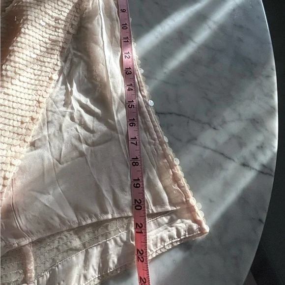 NWT Massimo Dutti Studio blush sequin dress with chiffon open back side slit  S - Picture 12 of 14
